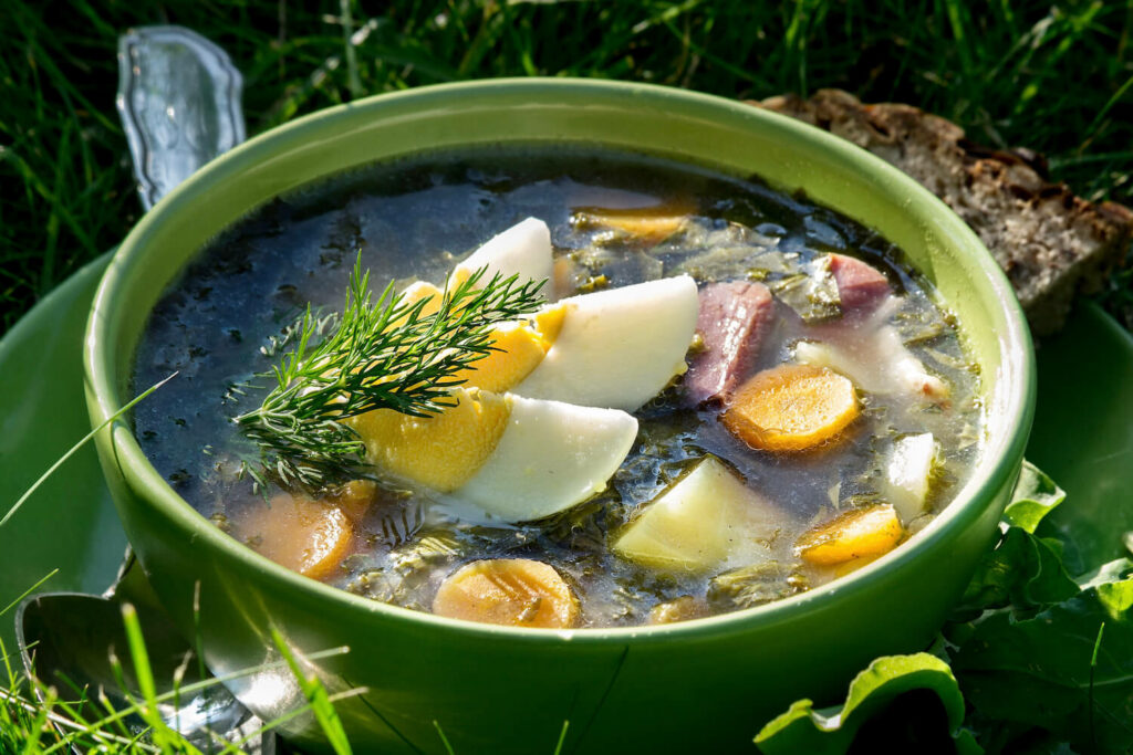 Verwendung von Sauerampfer in einer Suppe